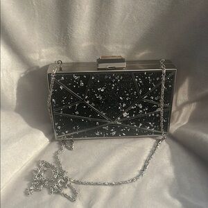 Elegant Black and Silver Clutch Bag